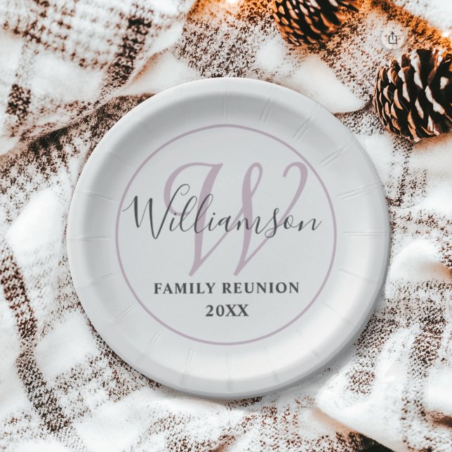 Modern Monogram Family Reunion   Paper Plates (Creator Uploaded)