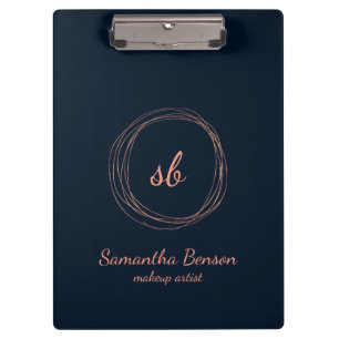 Modern Monogram Faux Rose Gold Logo Clipboard