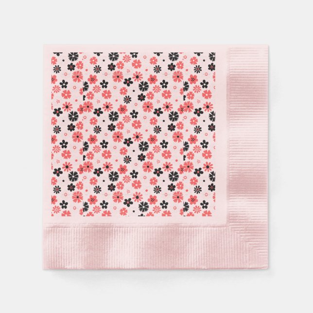 Modern  Monogram Floral Pattern Napkins (Front)