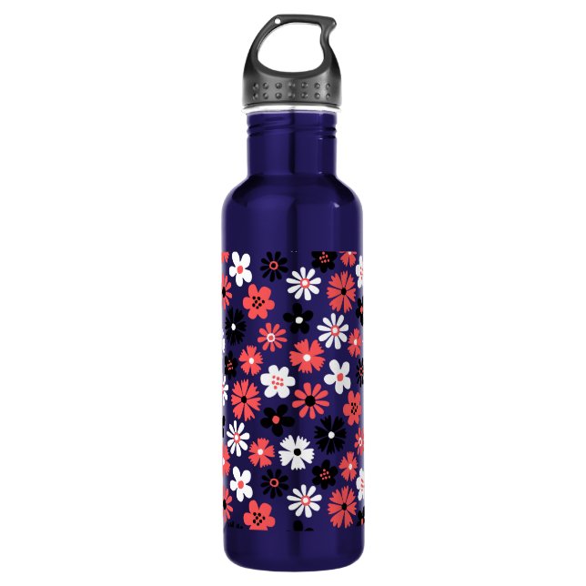  Modern Monogram  Floral Pattern Stainless Steel Water Bottle (Front)