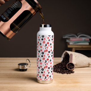 Modern Monogram Floral Pattern Water Bottle