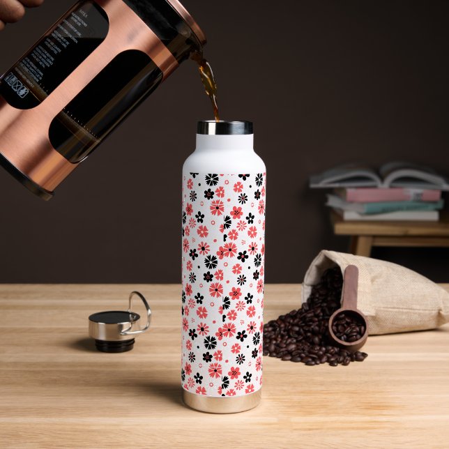 Modern  Monogram  Floral  Pattern Water Bottle (Coffee)