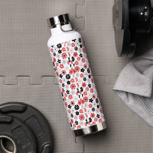 Modern Monogram Floral Pattern Water Bottle