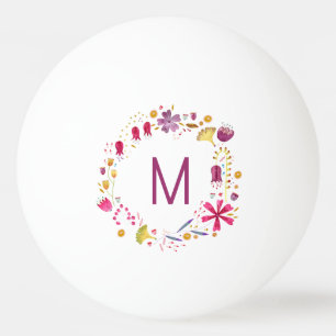 Modern Monogram Floral Ping Pong Ball