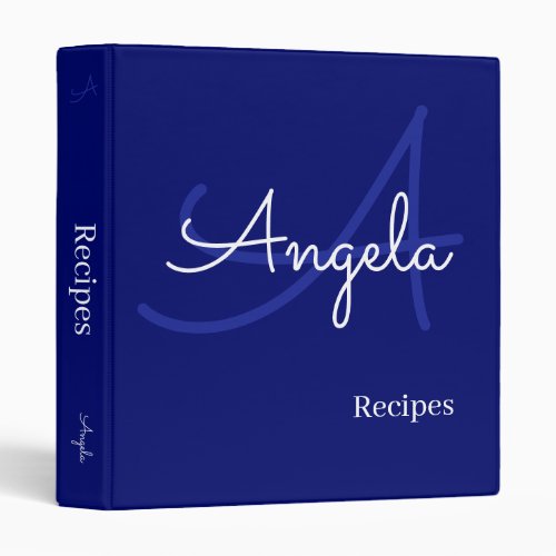 Modern Monogram for Chef Recipes Blue 3 Ring Binder