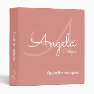 Modern Monogram for Chef Recipes dusty-pink 3 Ring Binder