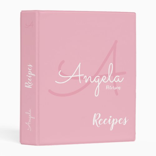 modern monogram for chef recipes pink mini binder