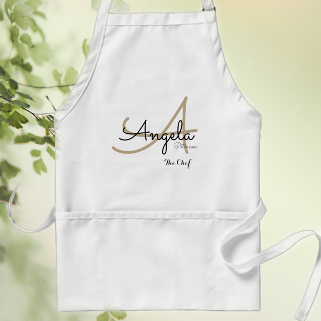 modern monogram for the chef cuisine adult apron