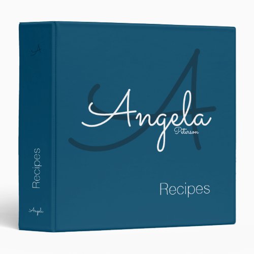 modern monogram for the chef recipes blue 3 ring binder