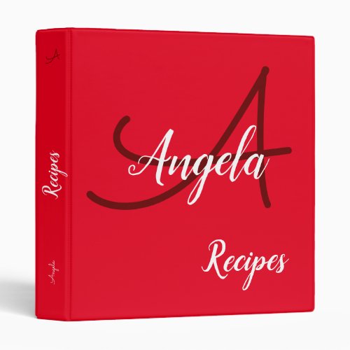 modern monogram for the chef recipes  red 3 ring binder