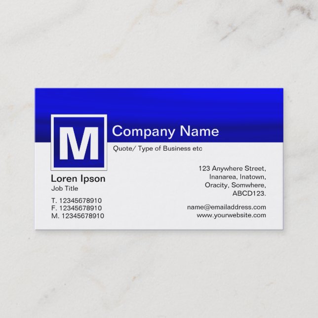 Modern Monogram - Galaxy Blue Business Card (Front)