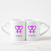 Modern Monogram Gay Women Female Newlyweds Wedding Coffee Mug Set (Back Nesting)