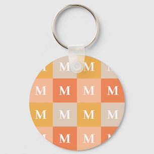 Modern monogram geometric color block keychain