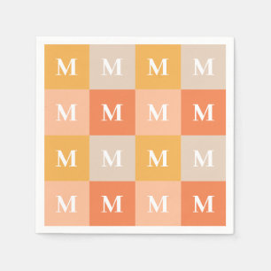 Modern monogram geometric color block napkins