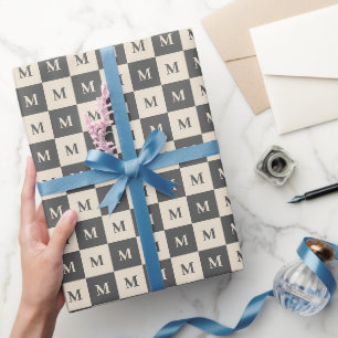 Modern monogram geometric color block wrapping paper