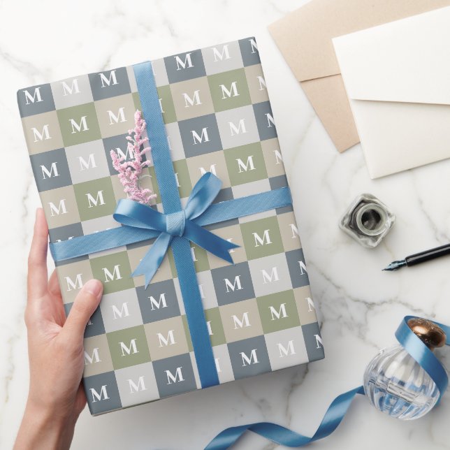 Modern monogram geometric color block wrapping paper (Gifting)
