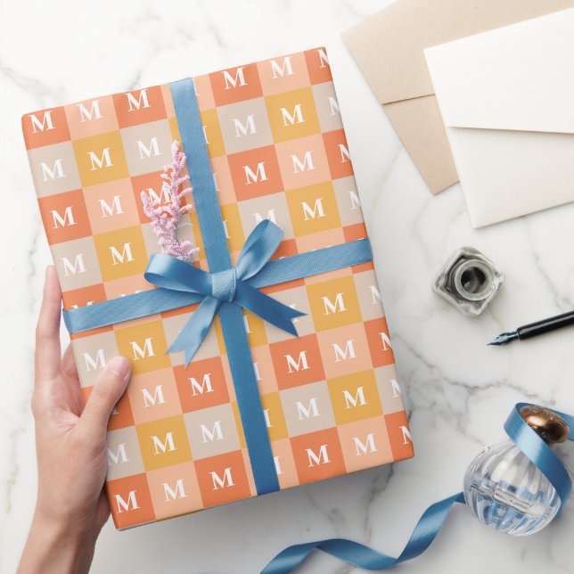 Modern monogram geometric color block wrapping paper (Gifting)