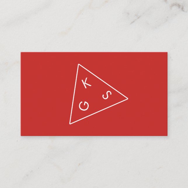 Modern Monogram Geometric (Red) Business Card (Front)