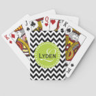 Modern monogram gift black chevron playing cards
