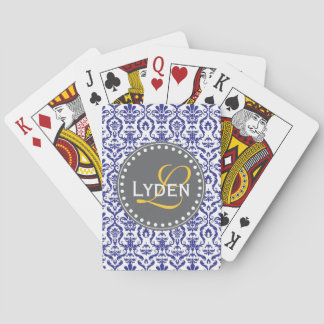 Modern monogram gift navy blue teal playing cards