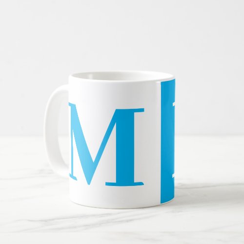 Modern Monogram Gift Sky Blue White Coffee Mug