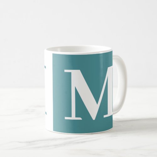 Modern Monogram Gift Teal White Coffee Mug