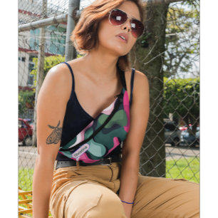 Modern Monogram Girly Retro Military Pattern Fanny Pack