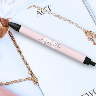 Modern Monogram Girly Script Blush Pink Initial Pen