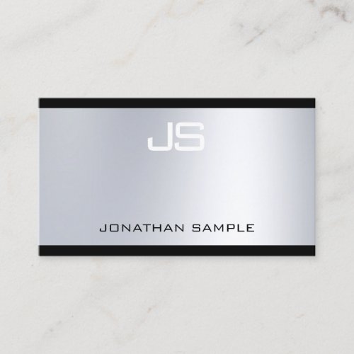 Modern Monogram Glamour Silver Look Fashionable Business Card