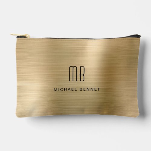 Modern Monogram Gold Accessory Pouch