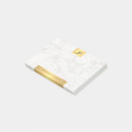 Modern Monogram Gold And Marble Elegant Plain Post_it Notes