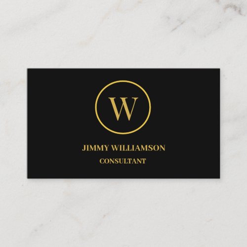 Modern Monogram Gold Black Business Business Card