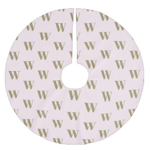 Modern monogram gold blush pink custom initial brushed polyester tree skirt