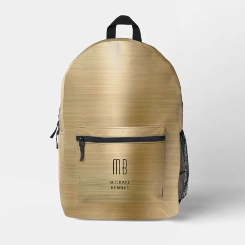 Modern Monogram Gold Printed Backpack