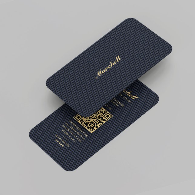 Modern Monogram Gold Professional Dark Blue Mesh  Business Card (Modern Monogram Gold Professional Dark Blue Mesh Business Card
)