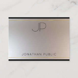 Modern Monogram Gold Silver Elegant Glamorous Business Card