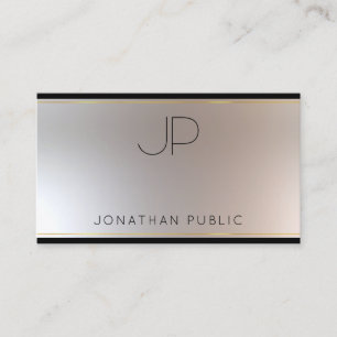 Modern Monogram Gold Silver Elegant Template Luxe Business Card