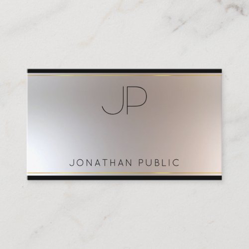 Modern Monogram Gold Silver Elegant Template Luxe Business Card