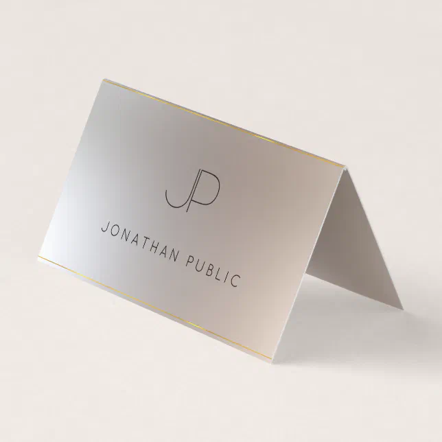 Modern Monogram Gold Silver Look Elegant Template Business Card | Zazzle