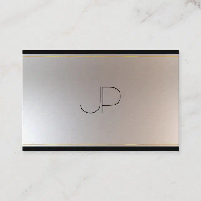 Modern Monogram Gold Silver Look Elegant Template Business Card | Zazzle