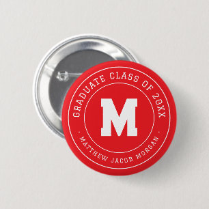 Modern Monogram Graduate Class of 20XX Custom Button
