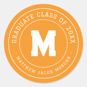 Modern Monogram Graduate Class of 20XX Custom Classic Round Sticker