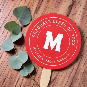 Modern Monogram Graduate Class of 20XX Custom Hand Fan