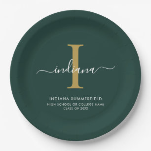 Modern Monogram Graduation 2026 Party Minimalist Paper Plates