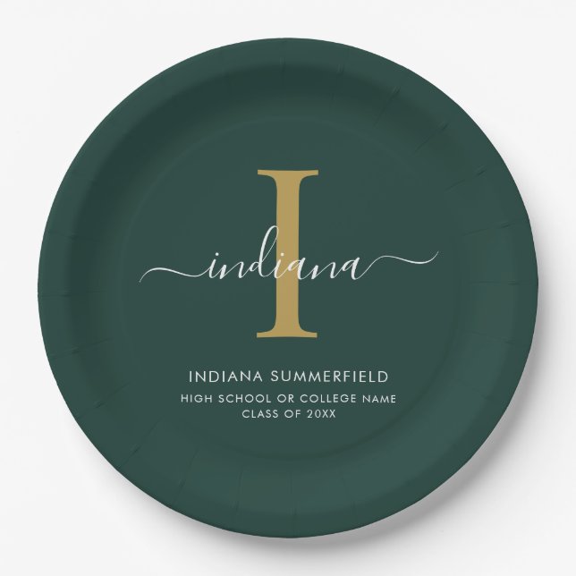 Modern Monogram Graduation 2026 Party Minimalist Paper Plates (Front)
