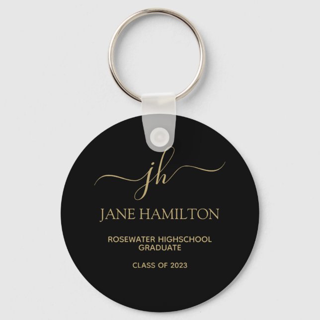 Modern Monogram Graduation Keychain (Front)