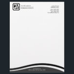 Modern Monogram Gray Black Letterhead<br><div class="desc">© Socialite Designs.  Professional monogram business letterhead with grey and black accents.</div>
