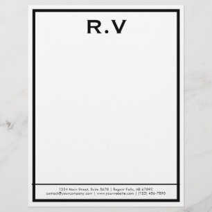 Modern Monogram Gray Border Company letterhead
