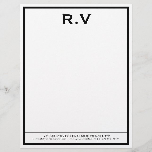 Modern Monogram Gray Border Company letterhead (Front)