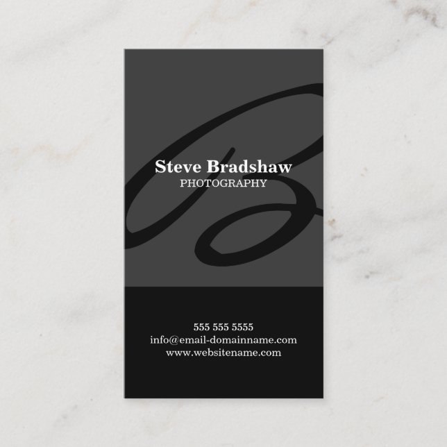Modern Monogram Gray Business Card (Front)